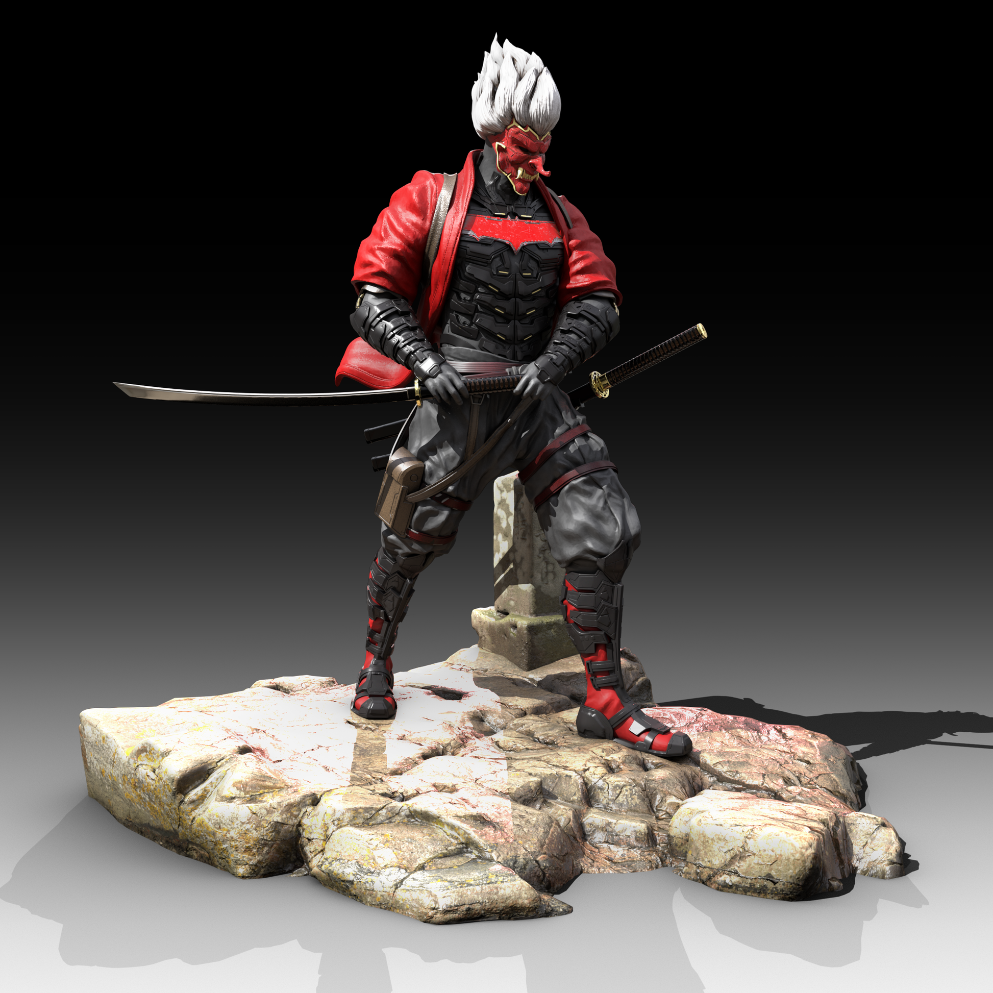 Red Samurai Figure - Mia3dDreams