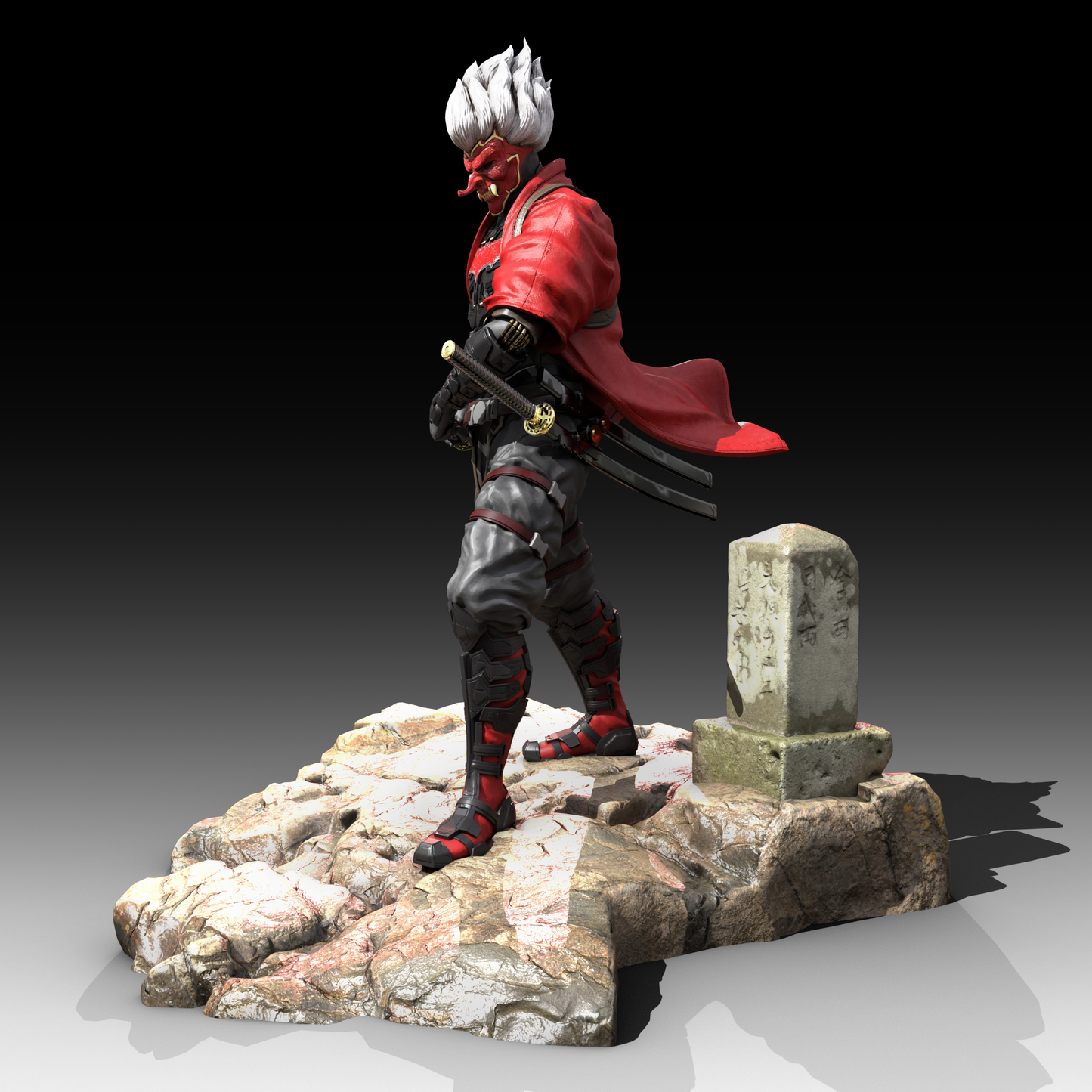 Red Samurai Figure - Mia3dDreams