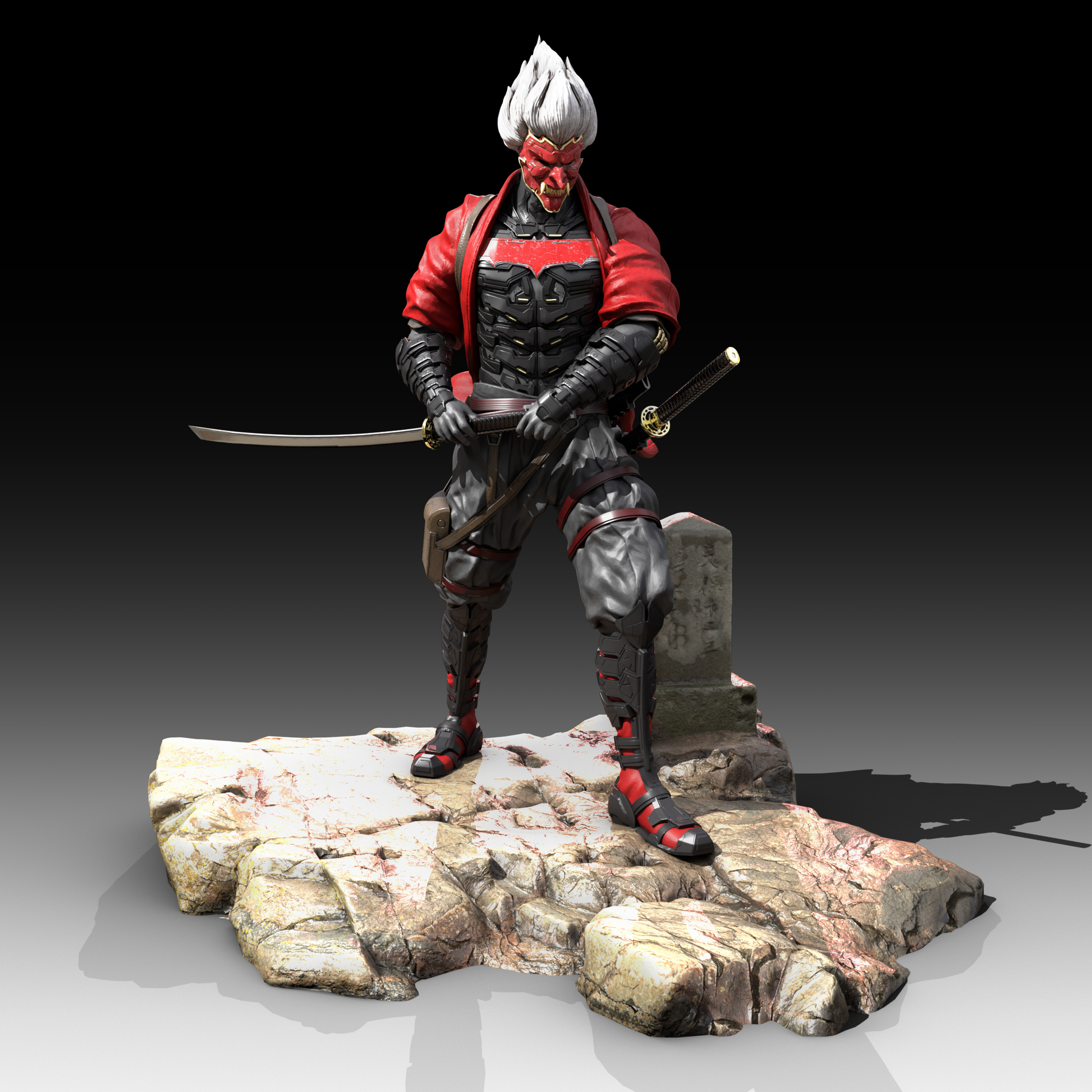 Red Samurai Figure - Mia3dDreams