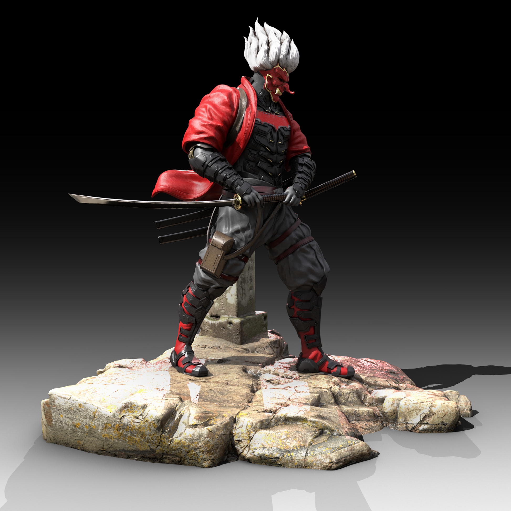 Red Samurai Figure - Mia3dDreams