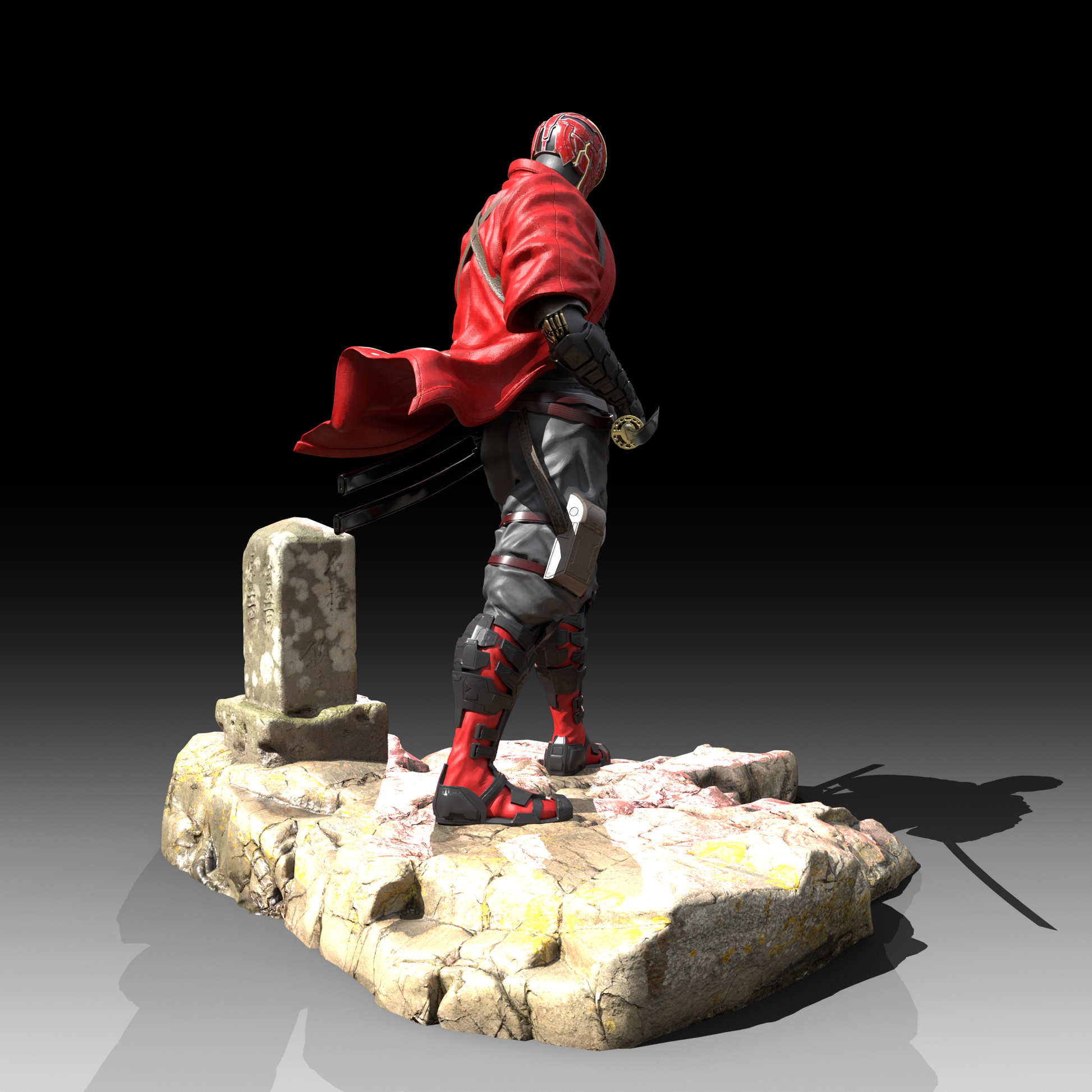 Red Samurai Figure - Mia3dDreams