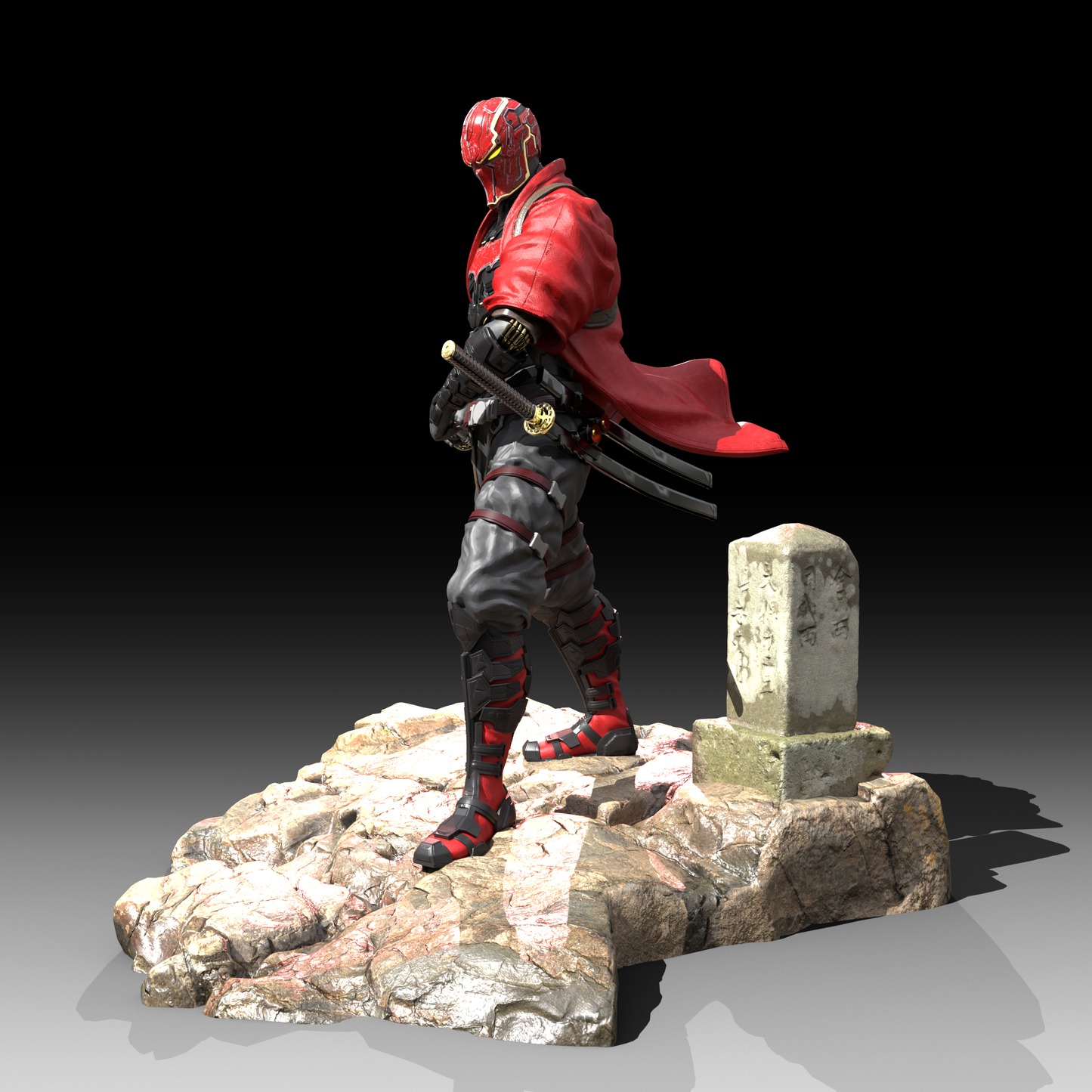 Red Samurai Figure - Mia3dDreams