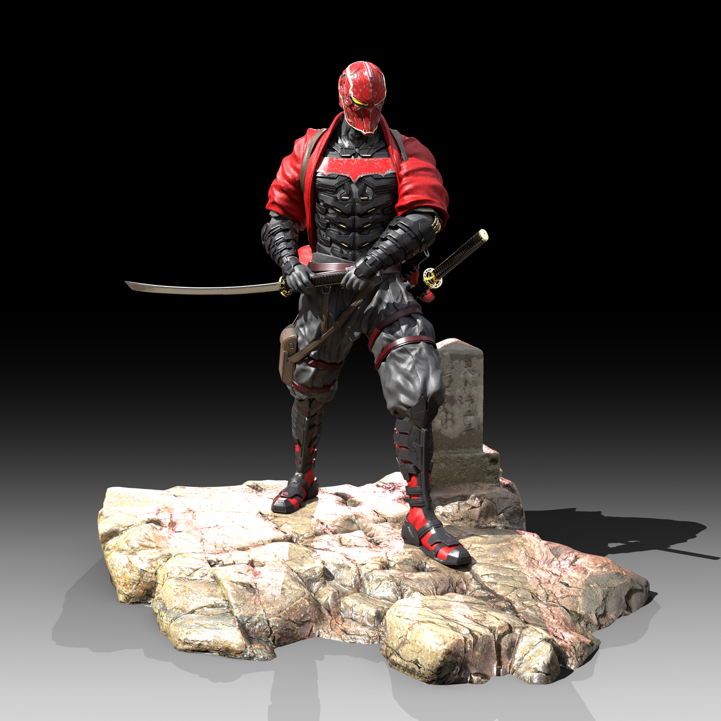 Red Samurai Figure - Mia3dDreams