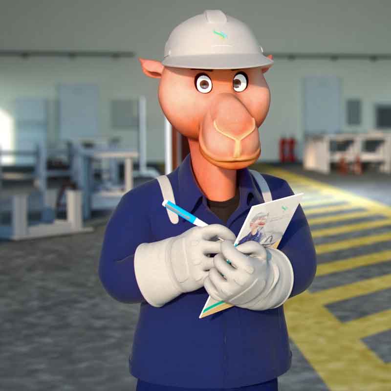 A rendered scene from safety induction animation